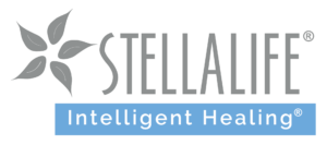 img-stellalife-logo StellaLife logo with tagline "Intelligent Healing" for dental care products.